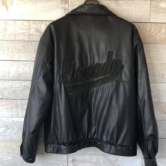 Canada logo vegan leather bomber jacket - Picture 3 of 11